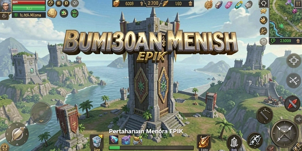 Tampilan gameplay menara pertahanan di BUMI303 yang menakjubkan.