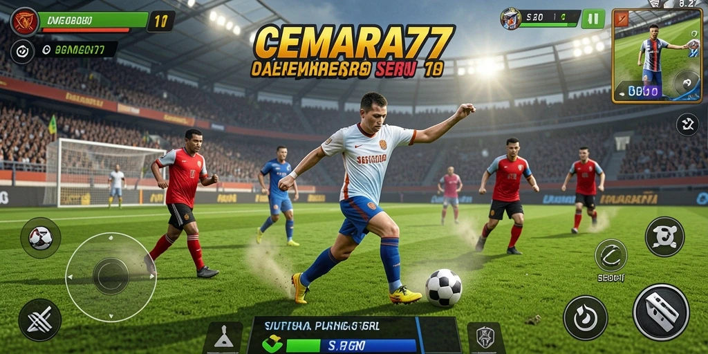 Screenshot gameplay CEMARA77 menampilkan aksi olahraga yang intens.