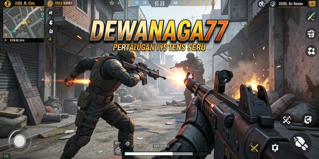 Tangkapan layar menunjukkan aksi tembak-menembak di DEWANAGA77 yang seru.