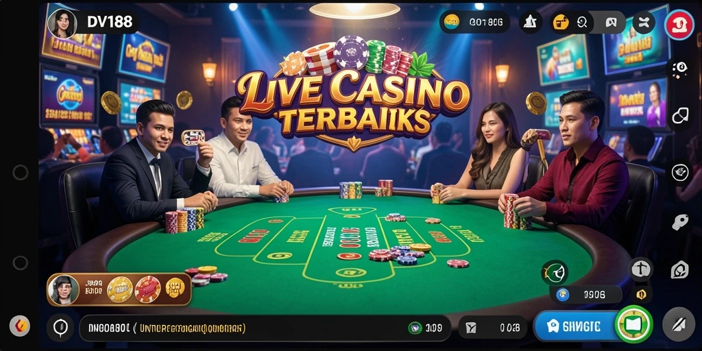 Screenshot gameplay Live Casino yang menampilkan dealer profesional dan suasana kasino nyata.