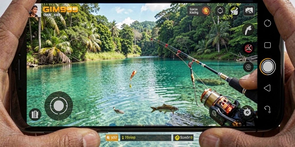 Tampilan gameplay GIM999 yang seru saat memancing ikan.
