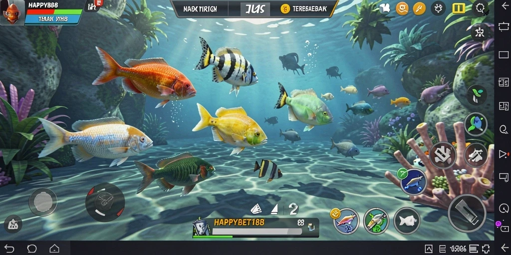 Tampilan gameplay seru Tembak Ikan di HAPPYBET188.