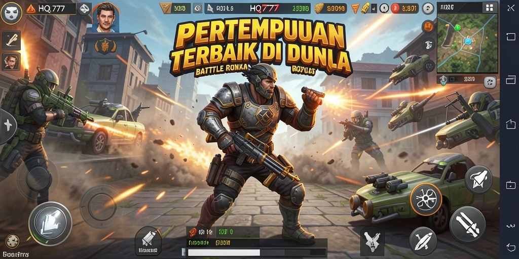 Gameplay mendebarkan dari HQ777 dalam pertempuran Battle Royale.