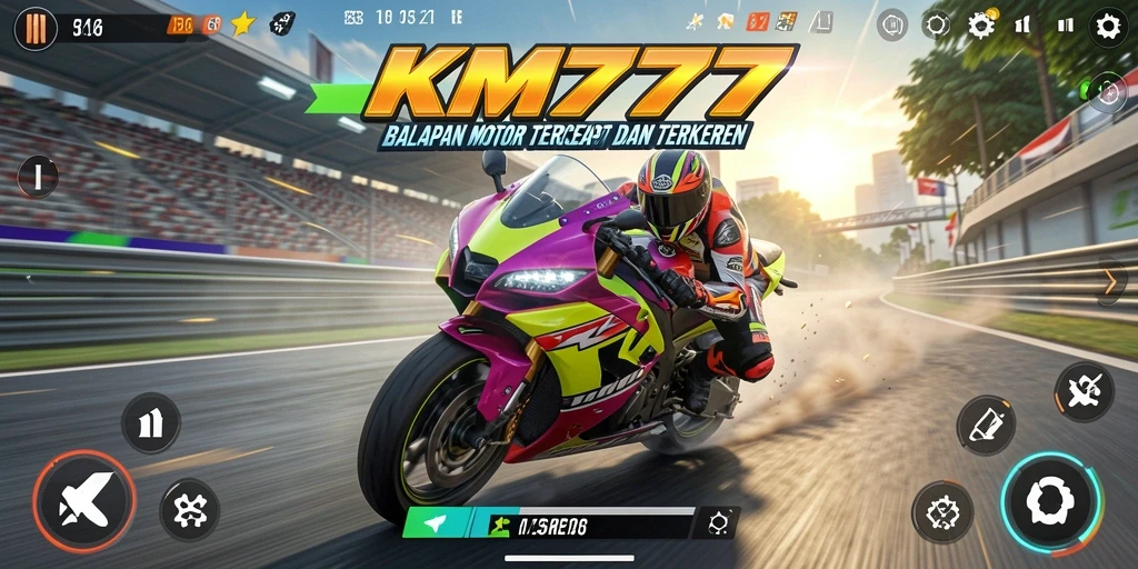 Gameplay mendebarkan balapan motor di KM777 yang penuh aksi.