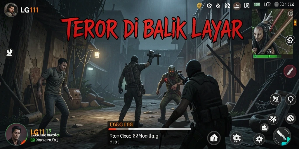 Tangkapan layar gameplay LG111 menampilkan suasana horor yang mendebarkan.