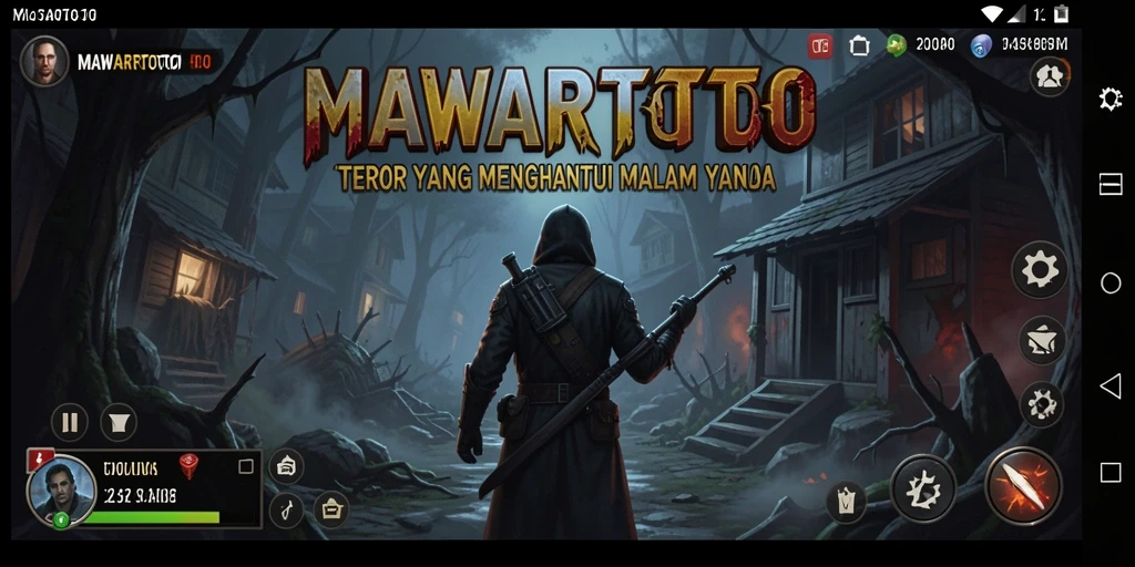 Screenshot gameplay MAWARTOTO yang menakutkan dengan suasana mencekam.