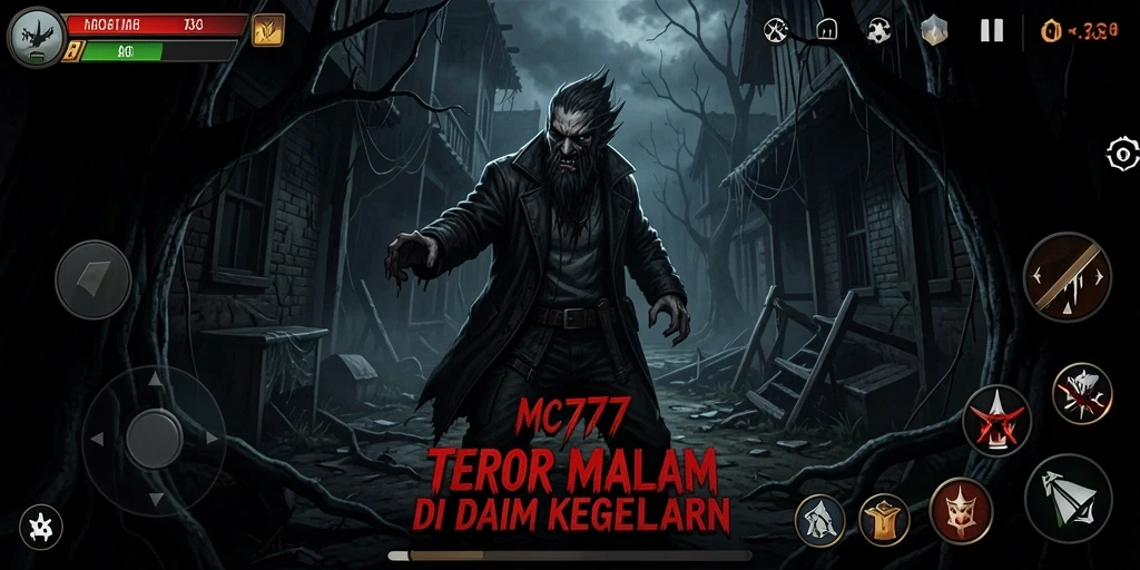 Screenshot tampilan gameplay MC777 yang menegangkan dan menyeramkan.