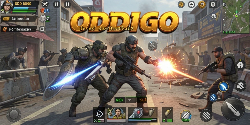 Screenshot gameplay ODDIGO menampilkan pertempuran strategis yang intens.
