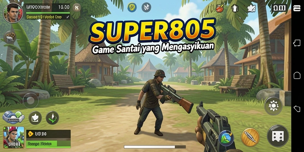 Tampilan gameplay <strong>SUPER805</strong> yang cerah dan penuh warna.