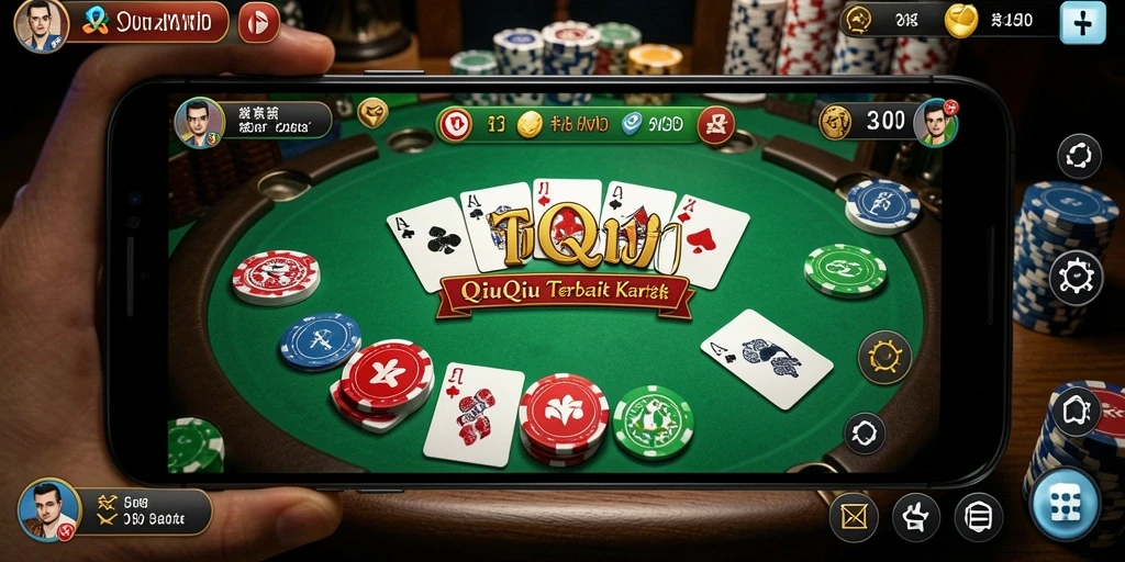 Tampilan gameplay seru dalam TONGWD, permainan kartu QiuQiu.