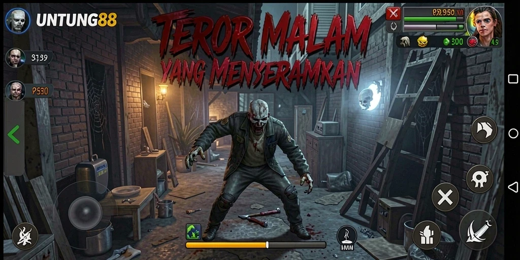 Tampilan gameplay mencekam dalam UNTUNG88 dengan suasana kegelapan yang mendominasi.