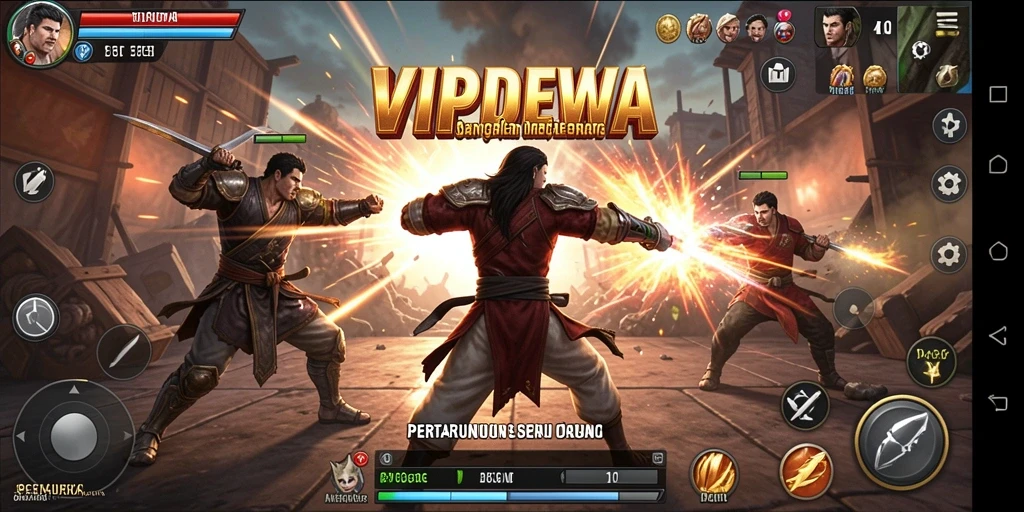 Tampilan pertarungan yang mendebarkan dalam game VIPDEWA.